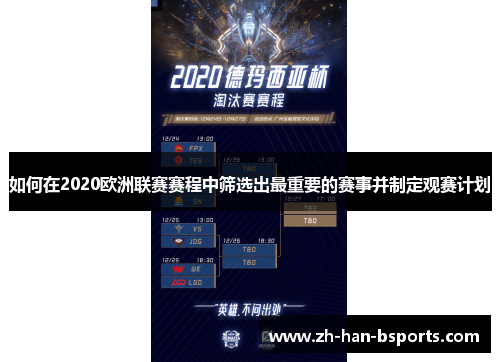 如何在2020欧洲联赛赛程中筛选出最重要的赛事并制定观赛计划